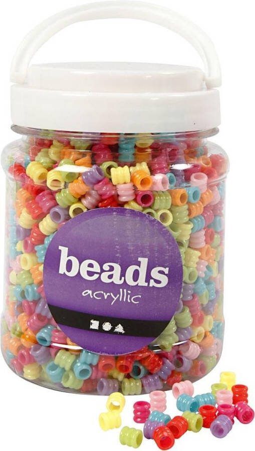 PacklinQ Plastic kralen mix. d 7 mm. gatgrootte 3.5 mm. kleuren. 700 ml 1 Doosje. 265 gr