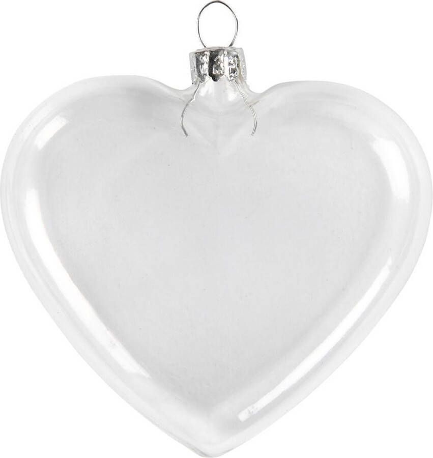 PacklinQ Plat glazen hart. H: 7.8 cm. B: 9 cm. dikte 2.1 cm. 6 stuk 1 karton