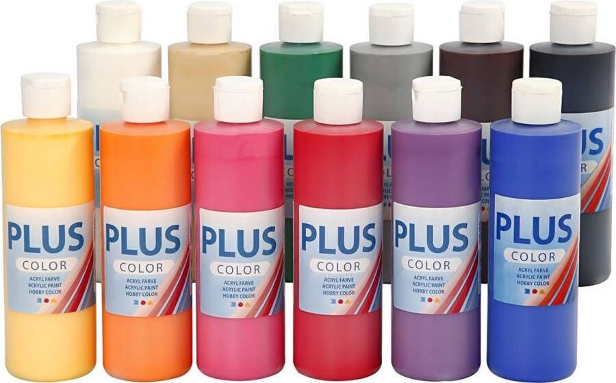 PacklinQ Plus Color acrylverf. standaardkleuren. 12x250 ml 1 doos