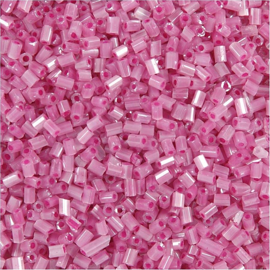 PacklinQ Rocailles 2-cut. d 1.7 mm. afm 15 0 . gatgrootte 0.5 mm. roze. 25 gr 1 doos