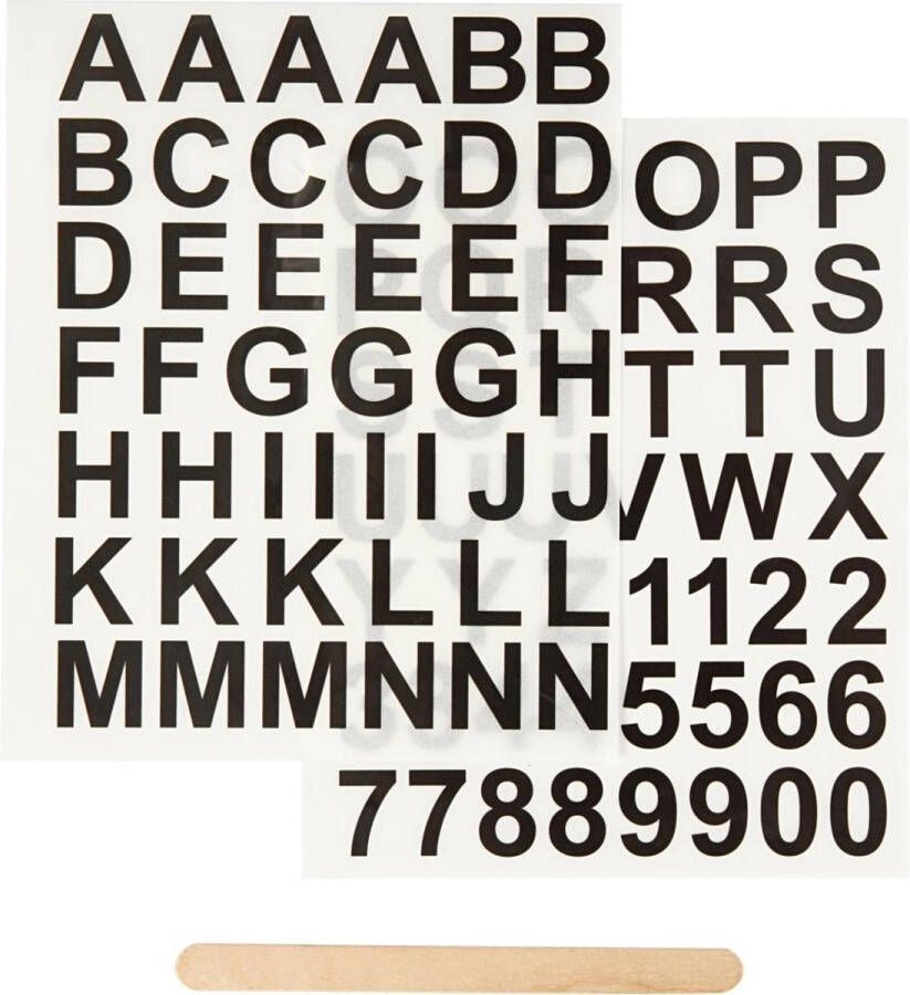 PacklinQ Rub-on Sticker . zwart. letters en cijfers. H: 17 mm. 12.2x15.3 cm. 1 doos