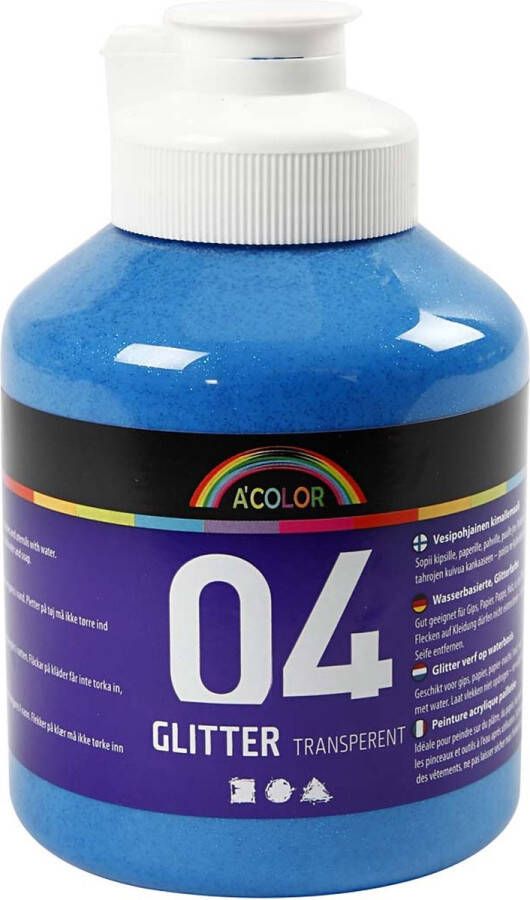 PacklinQ School acrylverf glitter. diverse kleuren. glitter. 6x500 ml 1 karton