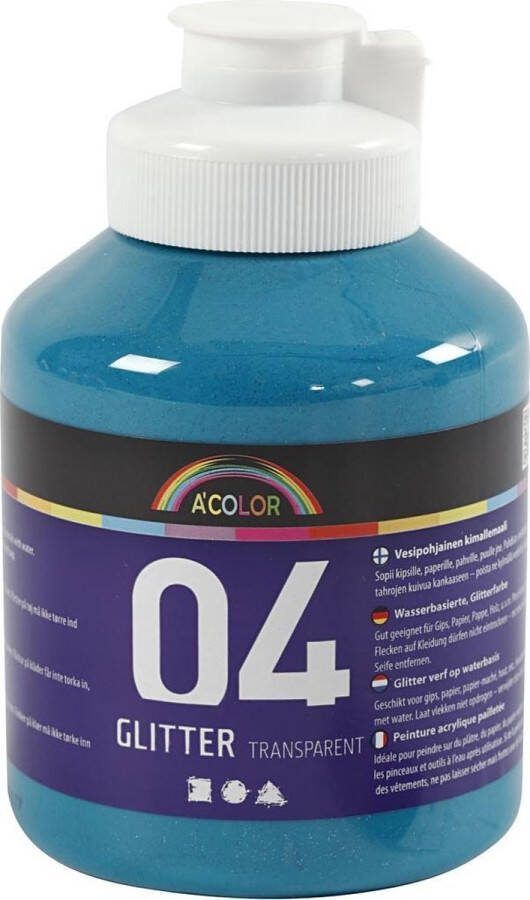 PacklinQ Acrylverf Glitter turquoise 500ml 1 fles