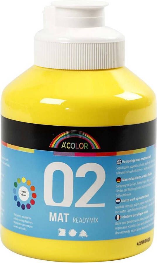 PacklinQ School acrylverf mat. primair geel. matt. 500 ml 1 fles