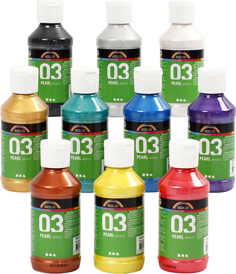 PacklinQ School acrylverf metallic. diverse kleuren. metallic. 10x120 ml 1 doos