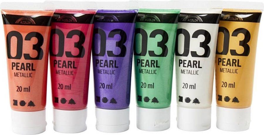 PacklinQ School Acrylverf Metallic extra kleuren 6x20 ml 1 doos