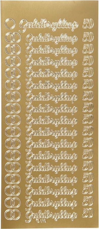PacklinQ Stickers. goud. guldbryllup. 10x23 cm. 1 vel