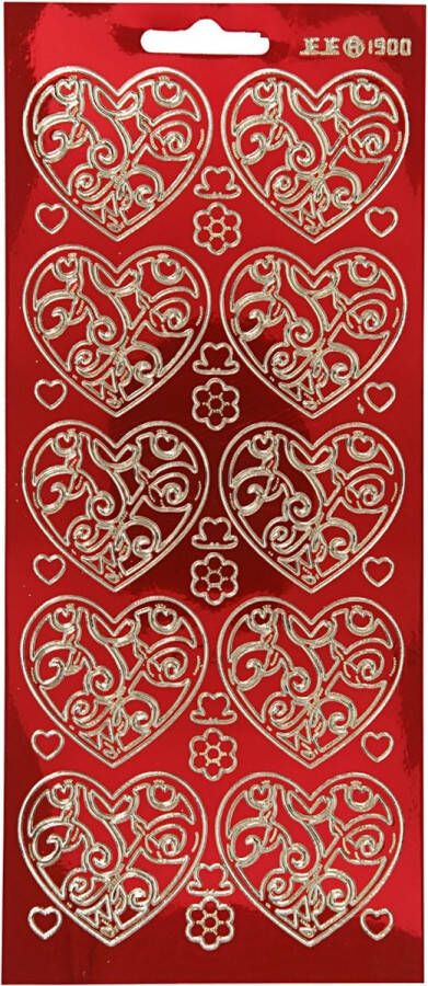 PacklinQ Stickers harten 10x23 cm goud transparant rood 1 vel