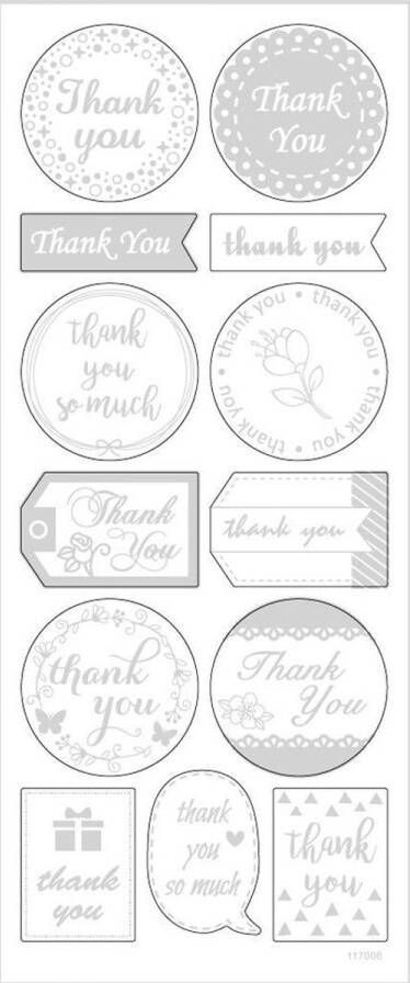 PacklinQ Stickers thank you 10x24 cm zilver 1 vel