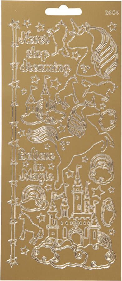 PacklinQ Stickers unicorn 10x23 cm goud 1 vel