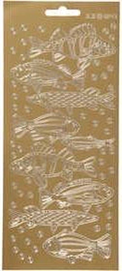 PacklinQ Stickers vissen 10x23 cm goud 1 vel