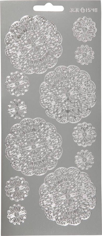 PacklinQ Stickers. zilver. bloemen. 10x23 cm. 1 vel