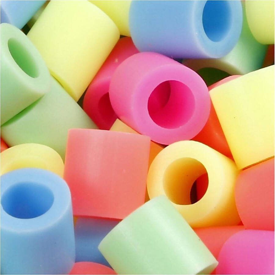PacklinQ Strijkkralen. pastelkleuren. afm 10x10 mm. gatgrootte 5.5 mm. JUMBO. 1000 div 1 doos
