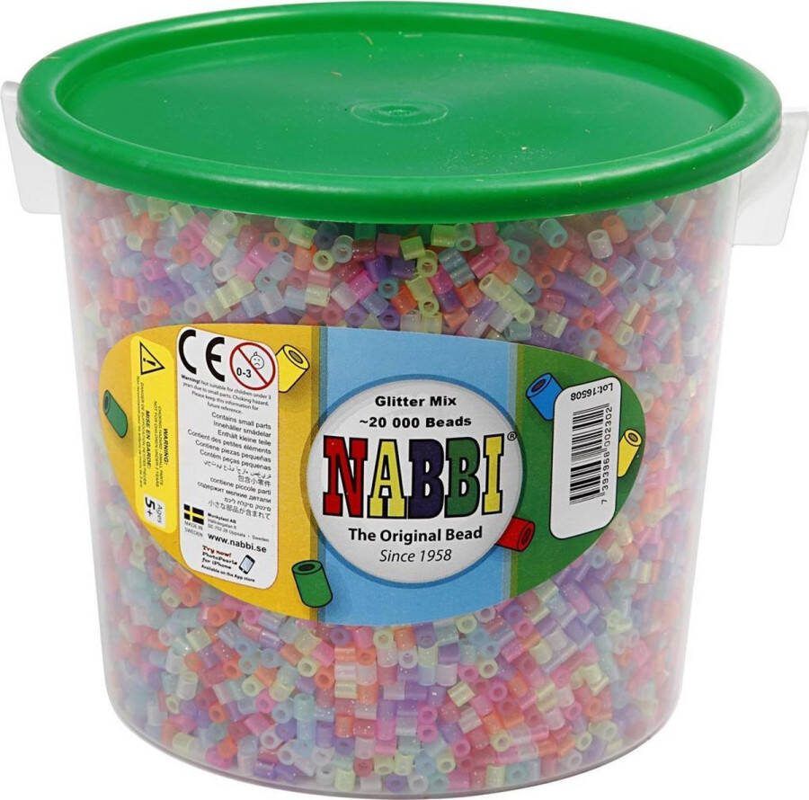 PacklinQ Strijkkralen. glitterkleuren. afm 5x5 mm. gatgrootte 2.5 mm. medium. 20000 div 1 emmer