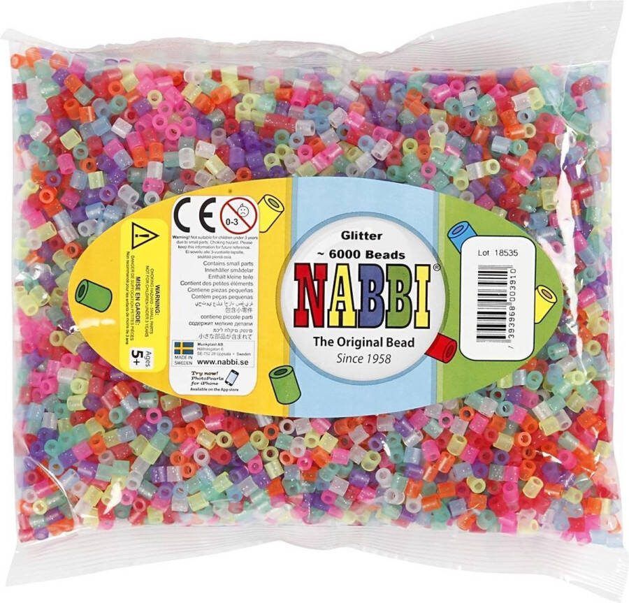 PacklinQ Strijkkralen afm 5x5 mm gatgrootte 2 5 mm medium glitterkleuren 6000 div 1 doos