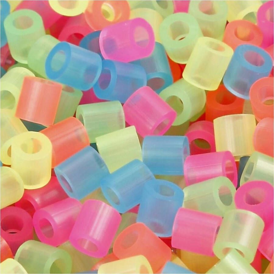 PacklinQ Strijkkralen. neon kleuren. afm 5x5 mm. gatgrootte 2.5 mm. medium. 1100 div 1 doos