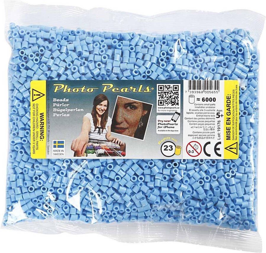 PacklinQ Strijkkralen. pastel blauw (32224). afm 5x5 mm. gatgrootte 2.5 mm. medium. 6000 stuk 1 doos