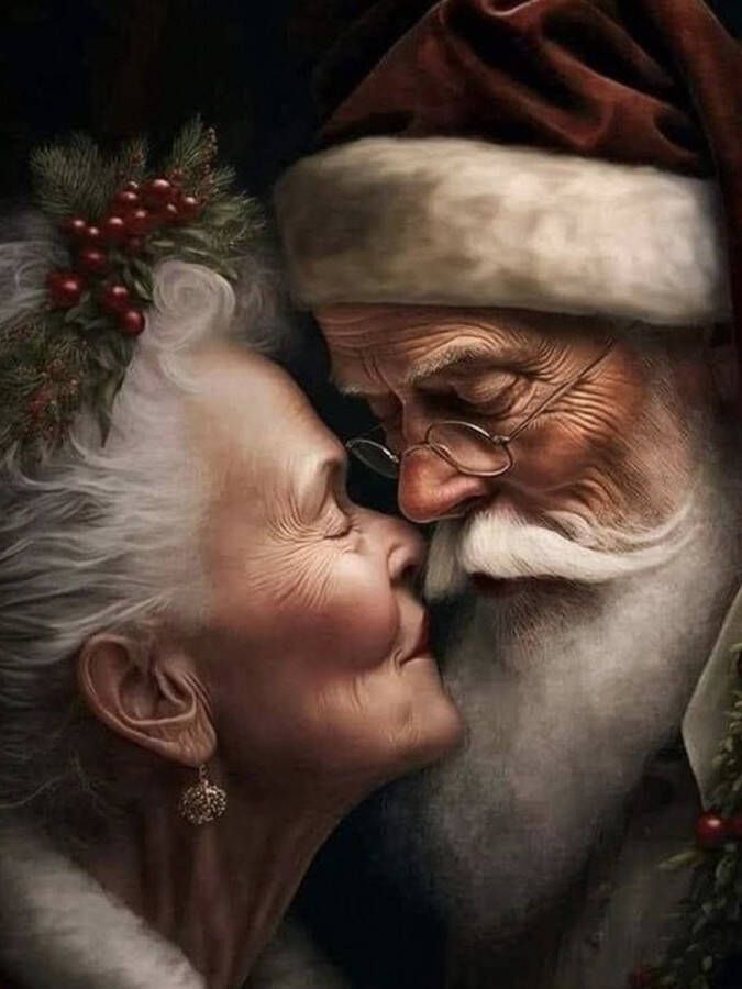 Paintd Diamond Painting Volwassenen Kinderen Kerst Liefde Kerstman en Vrouw Koppel 50x70 Vierkante steentje