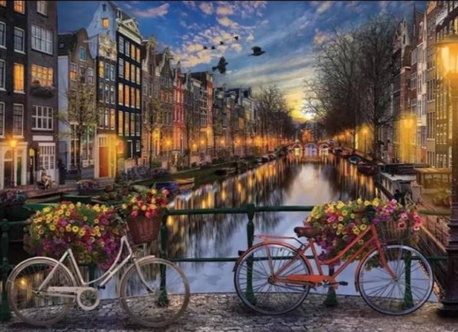 Painting Expert Schilderen op nummer Volwassenen Schilderen op nummer Kinderen Amsterdamse Grachten 40x50cm Exclusief Lijst (24 kleurtjes)