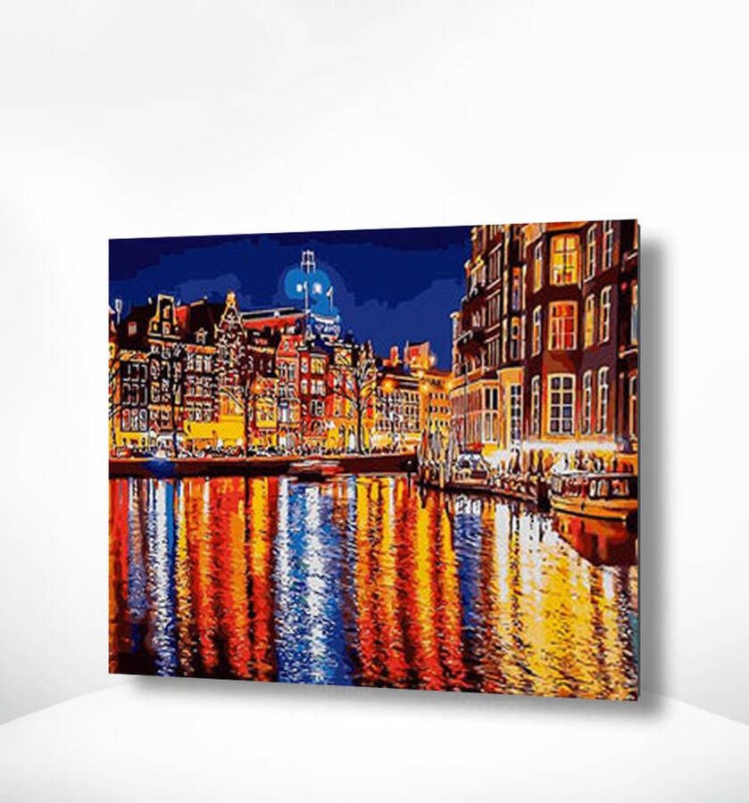 Painting Expert Schilderen op nummer Volwassenen Schilderen op nummer Kinderen Donkere Stad 40x50cm Exclusief Lijst (24 kleurtjes)