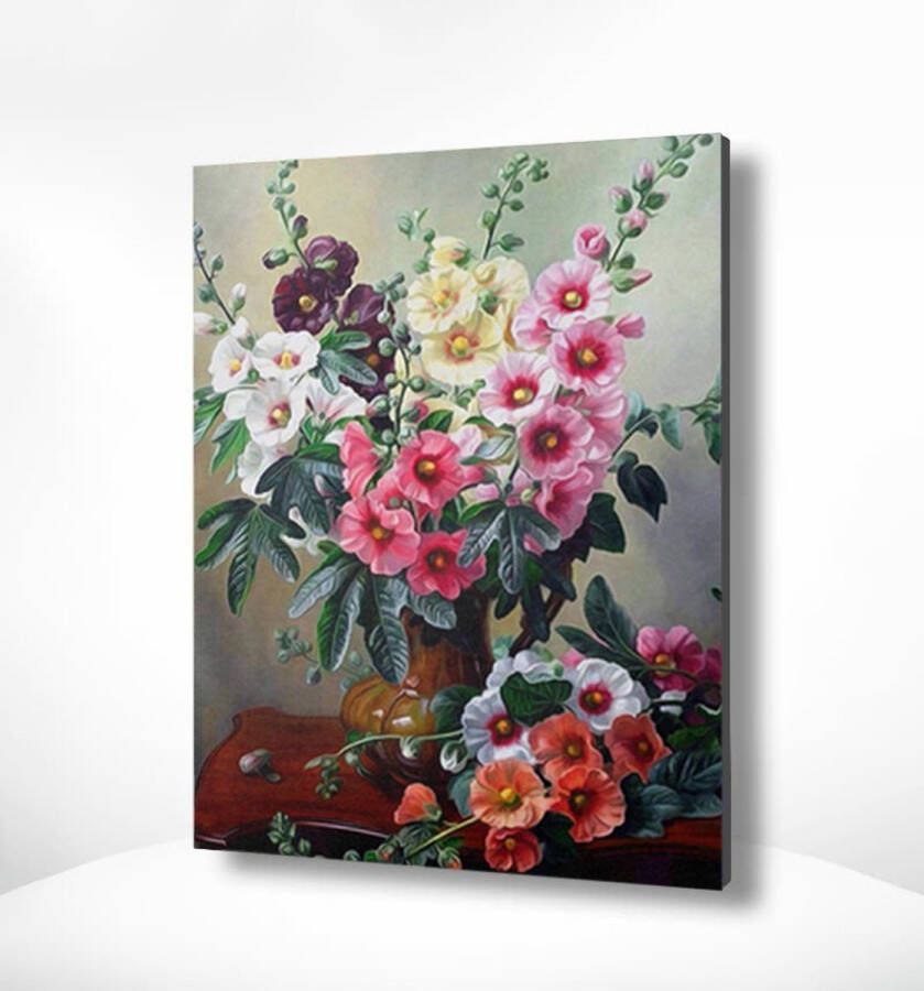 Painting Expert Schilderen op nummer Volwassenen Schilderen op nummer Kinderen Kleurrijke Bloemen 40x50cm Exclusief Lijst (24 kleurtjes)