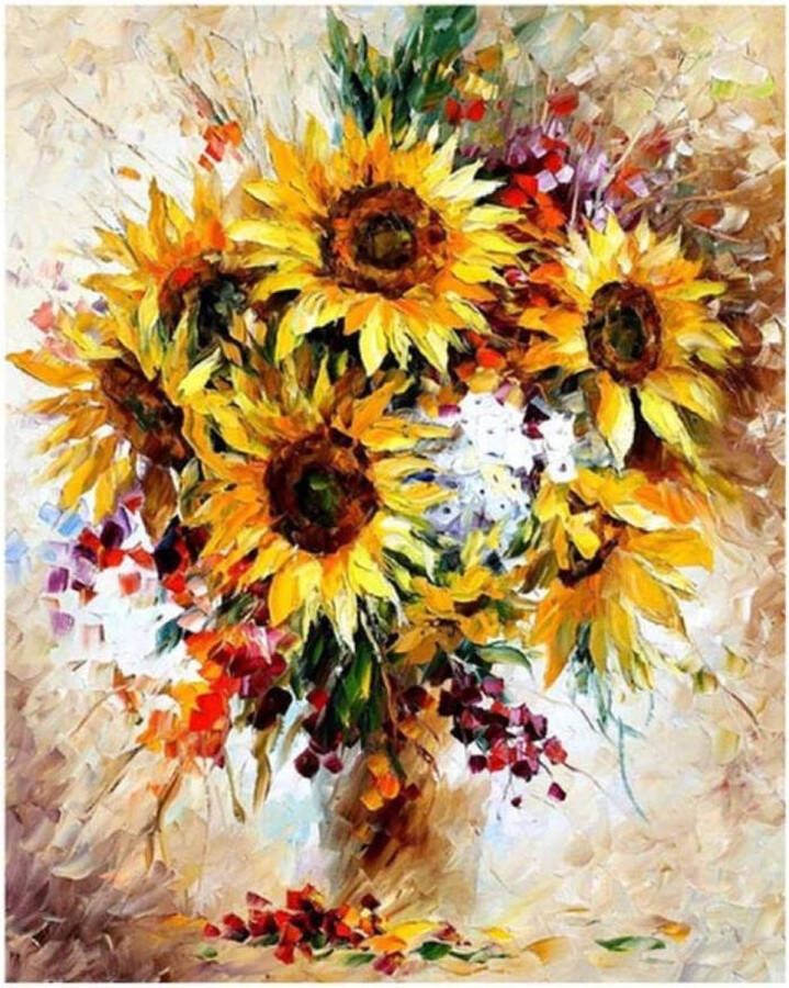 Painting Expert Schilderen op nummer Volwassenen – Schilderen op nummer Kinderen Prachtige Zonnebloemen 40x50cm Op Lijst Gemonteerd (24 kleurtjes)