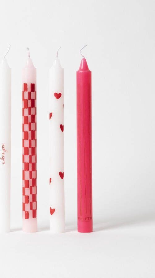 Palette Amsterdam Kerst Dinerkaarsen Set van 4 Perfect Match Lange Kaarsen Voor Kandelaar & Kaarsenhouder Rood Roze Witte Hart Dinerkaarsen