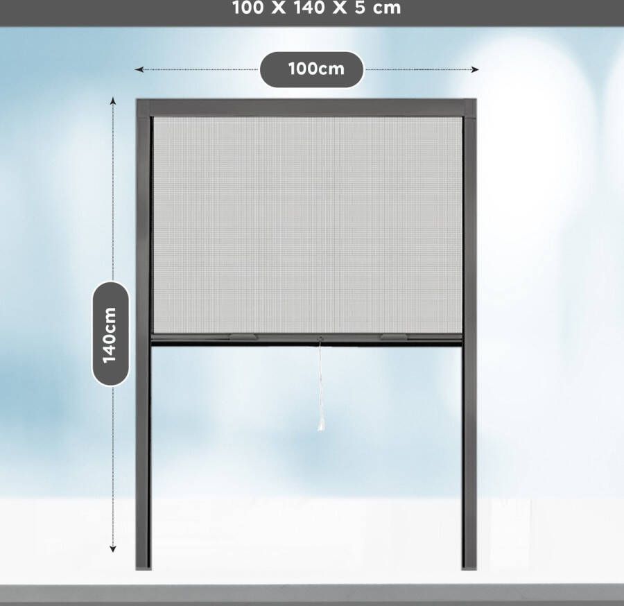 PALMAT Raamhor Antraciet rolhor voor raam 100 cm breed 140 cm lang 1 x vliegenraam