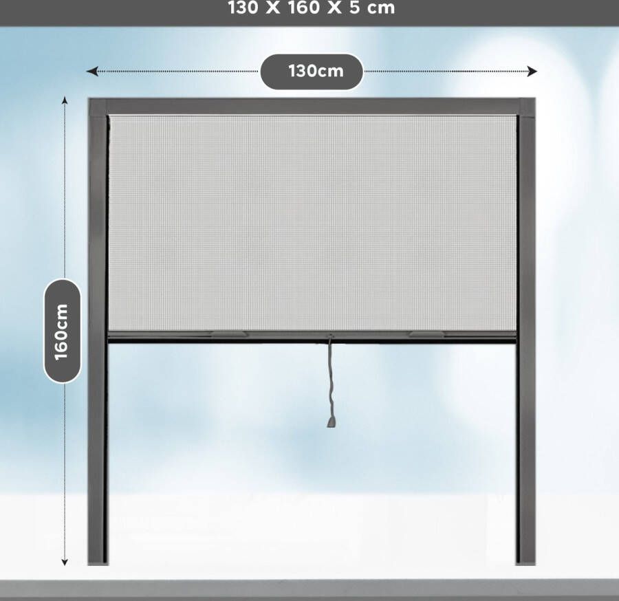 PALMAT Raamhor Antraciet rolhor voor raam 130 cm breed 160 cm lang 1 x vliegenraam