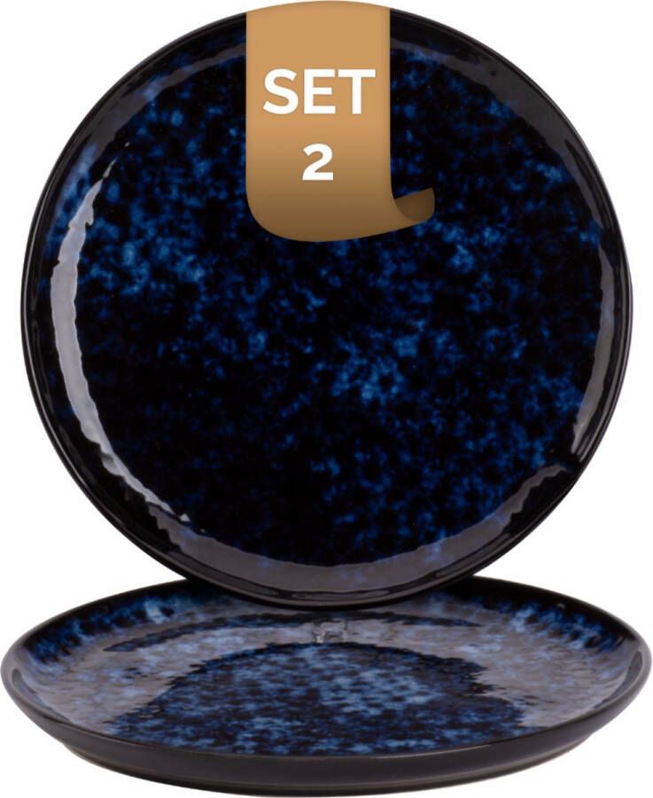 Palmer Bord Bama Blue 21 cm Blauw Stoneware 2 stuk(s)