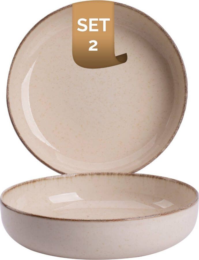 Palmer Bord diep Antigo 19 cm Crème Porselein 2 stuks