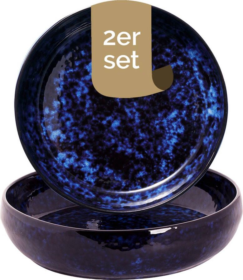 Palmer Bord diep Bama Blue 22 cm Blauw Stoneware 2 stuk(s)