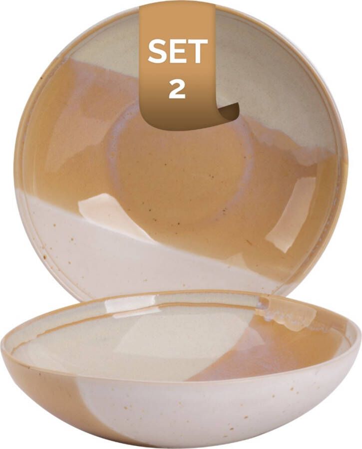 Palmer Bord diep Beach 22 cm Beige Stoneware 2 stuk(s)