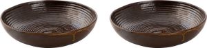 Palmer Bord diep coupe Metallic 22 cm Bruin Stoneware 2 stuk(s)