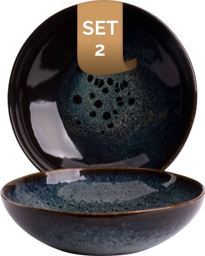 Palmer Bord diep Eccentric 22 cm Blauw Stoneware 2 stuk(s)