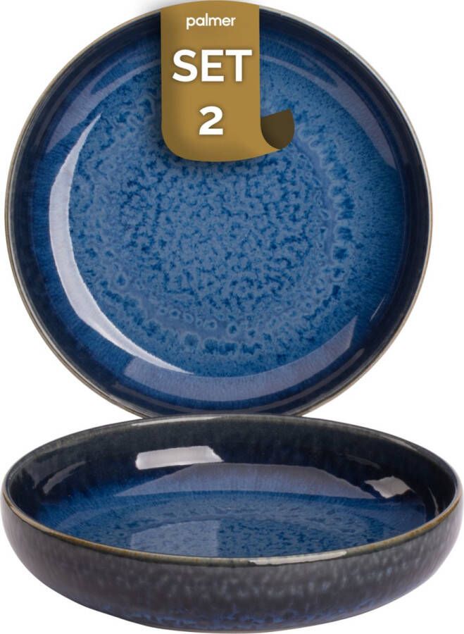 Palmer Bord diep Jory 22 cm Blauw Stoneware 2 stuk(s)