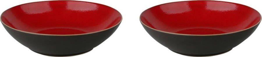 Palmer Bord diep Lava 21 cm Bruin Rood Stoneware 2 stuks