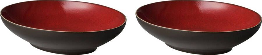 Palmer Bord diep Lava 23 cm Bruin Rood Stoneware 2 stuk(s)