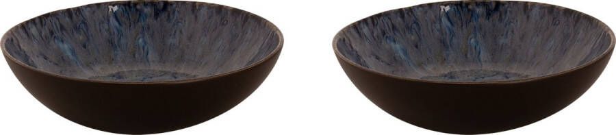 Palmer Bord diep Lester 21 cm Blauw Zwart Stoneware 2 stuks