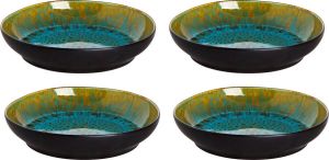 Palmer Bord diep Lotus 21 cm Turquoise Zwart Stoneware 4 stuk(s)