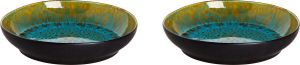 Palmer Bord diep Lotus 21 cm Zwart Turquoise Stoneware 2 stuk(s)