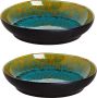 Palmer Bord diep Lotus 21 cm Zwart Turquoise Stoneware 2 stuk(s) - Thumbnail 2