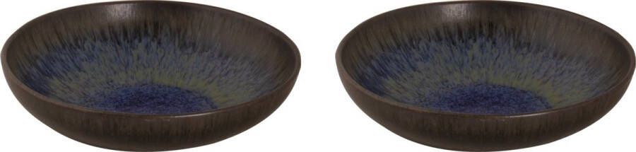 Palmer Bord diep Tama 22 cm Zwart Blauw Stoneware 2 stuks