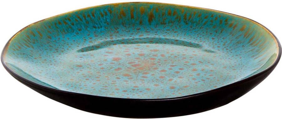 Palmer Bord Lotus 20.5 cm Turquoise Zwart Stoneware 1 stuk(s)