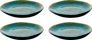 Palmer Bord Lotus 20.5 cm Turquoise Zwart Stoneware 4 stuk(s)