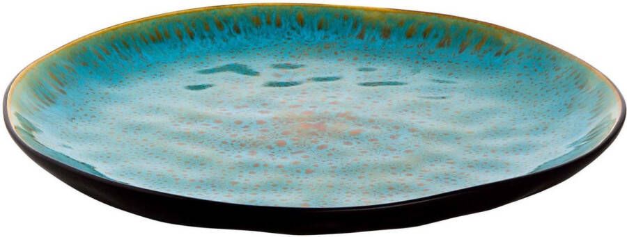 Palmer Bord Lotus 27.5 cm Turquoise Zwart Stoneware 1 stuk(s)