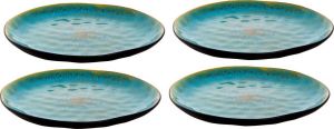 Palmer Bord Lotus 27.5 cm Turquoise Zwart Stoneware 4 stuk(s)
