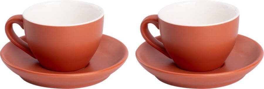 Palmer Cappuccinokop en schotel Colors Mat 18 cl 14 cm Bruin Porselein 2 stuks