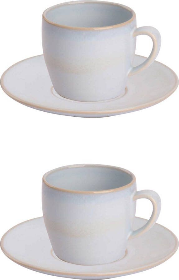 Palmer Koffiekop en schotel Barolo 21 cl 8 cm Lichtblauw Stoneware 2 stuks