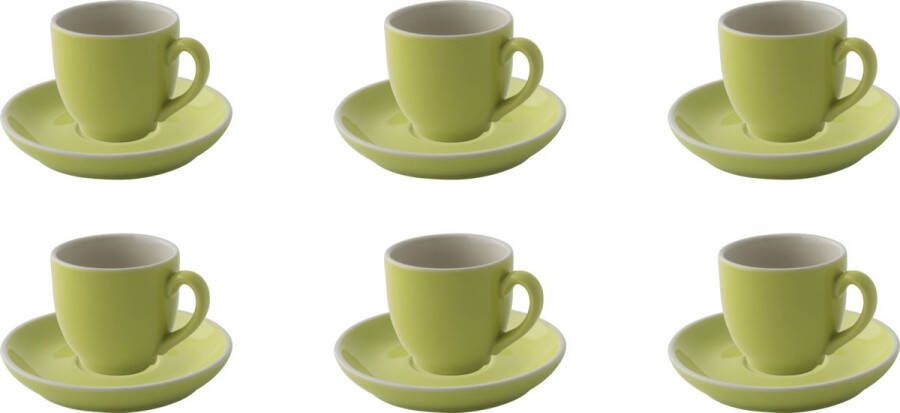Palmer Koffiekop en schotel Colors 14 cl 12 cm Groen Porselein 6 stuk(s)